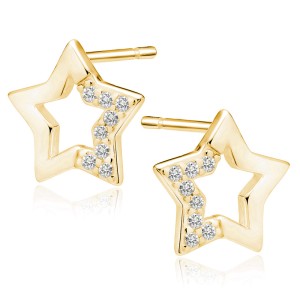 Cercei argint placati cu aur galben stele cu pietre DiAmanti Z1745EG_W-DIA (Argint 925‰ 1 g.)